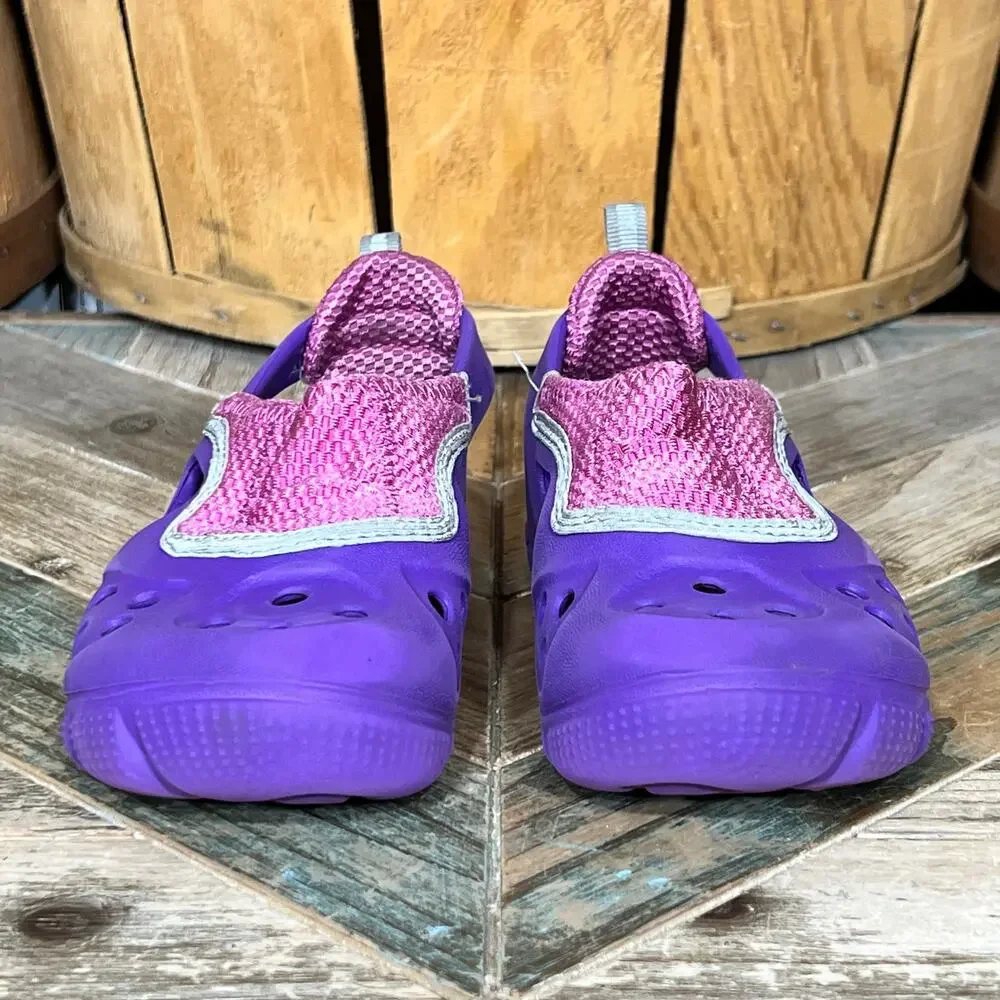 Crocs Micah II Purple Pink Perf Fabric Foam Rubber Sandals Little Girls Size 12